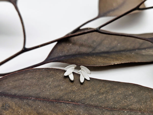 Tiny Eucalyptus Silver Earrings