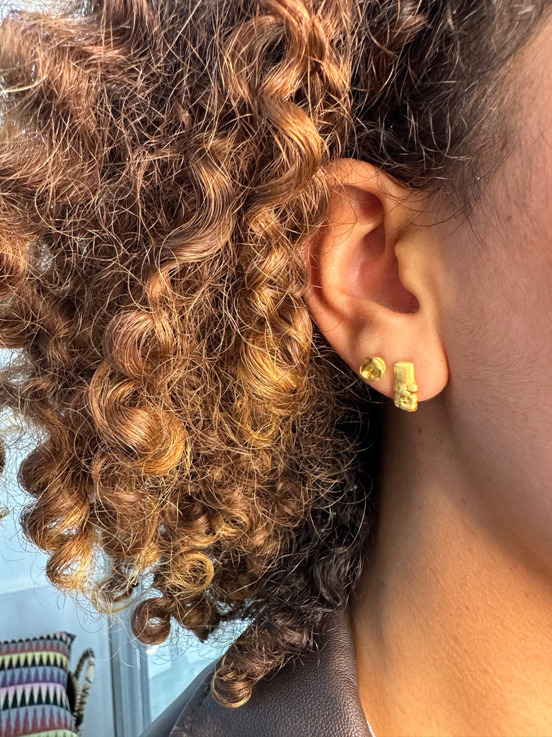 Cave Organic 23ct Yellow Gold Plated Silver Stud Earrings