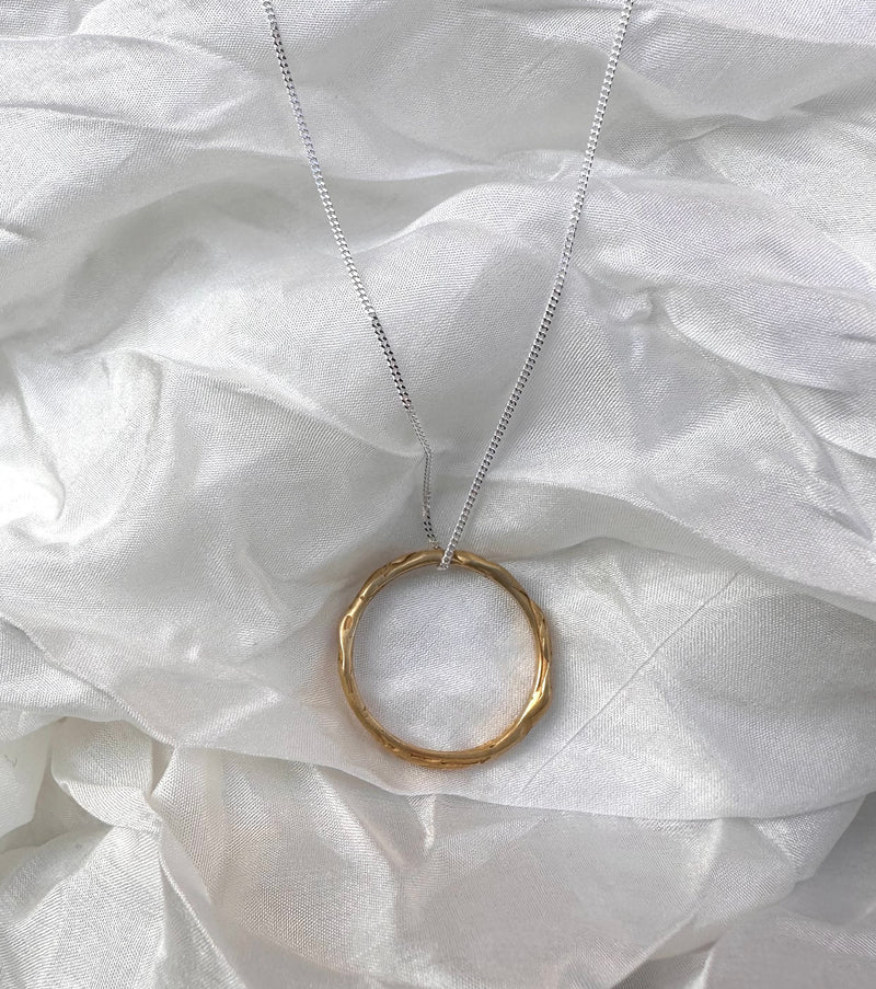 Cave Irregular 23ct Yellow Gold Plated Silver Ring/Pendant