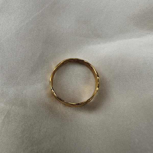Cave Eroded Small 23ct Yellow Gold Plated Silver Ring