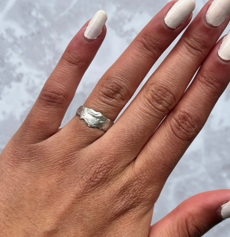 Cave Eroded Small Silver Ring