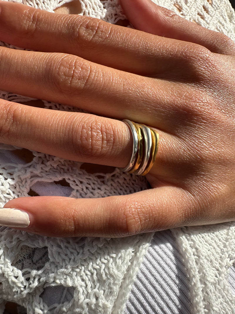 Cave Organic Thin Silver Ring
