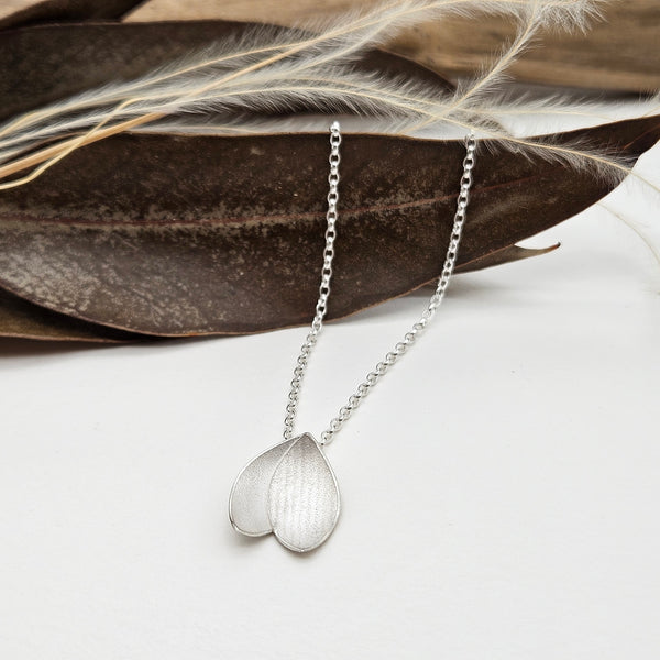 Snowdrop Petal (half stripe) Pendant Silver Necklace