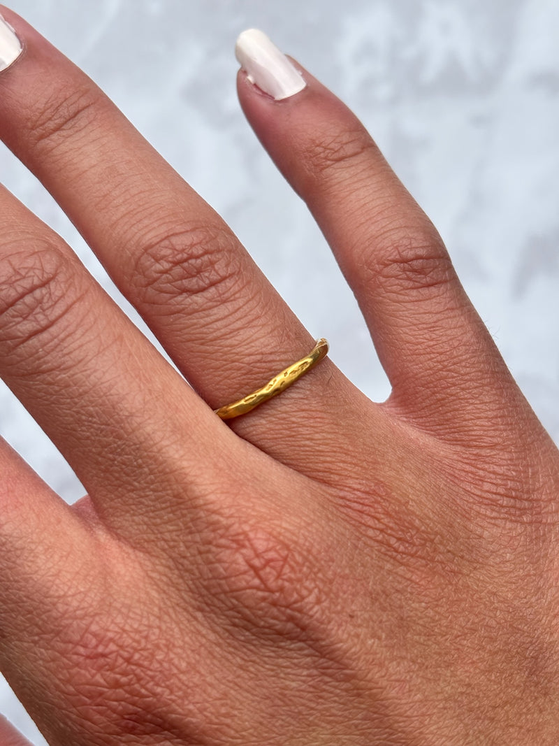 Cave Organic Thin 23ct Yellow Gold Plated Silver Ring/Pendant