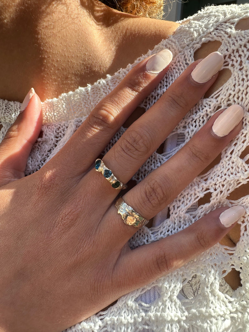Cave Eroded Small 9ct Yellow Gold Ring