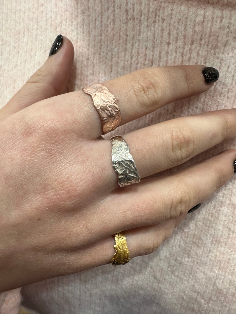 Cave Eroded Medium Silver Ring