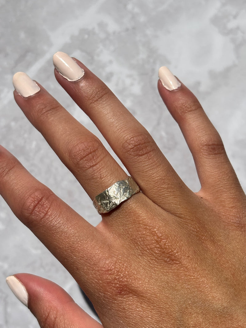 Cave Eroded Medium Silver Ring