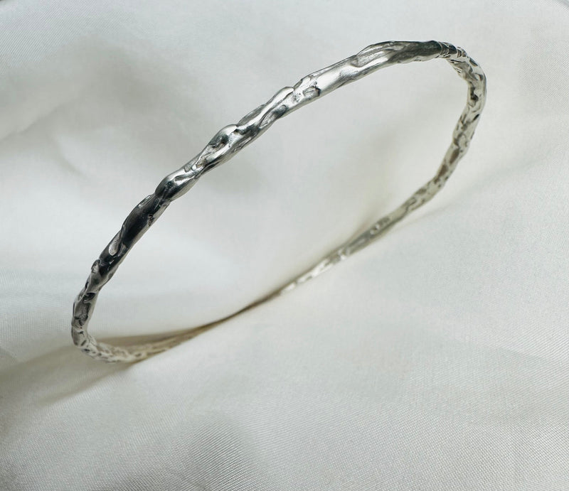 Cave Irregular Silver Bangle