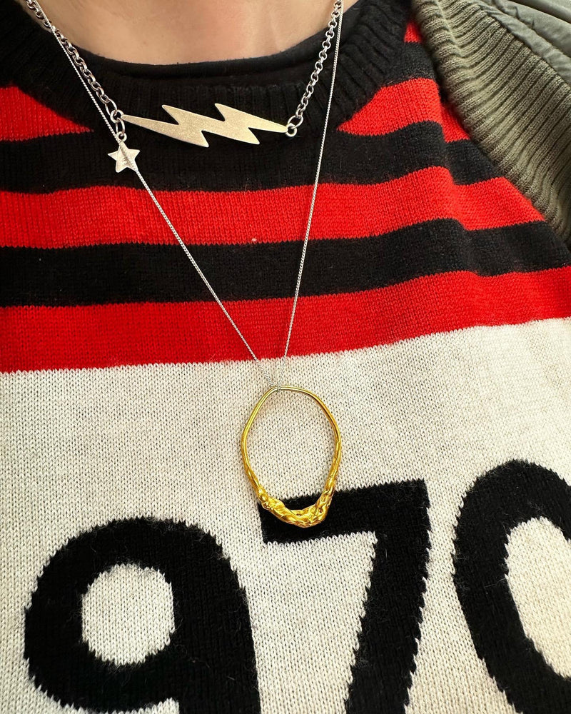 Cave Eroded 23ct yellow gold plated silver pendant
