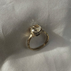 Cave 9ct Yellow Gold & Rutilated Quartz Claw Set Treasure Ring