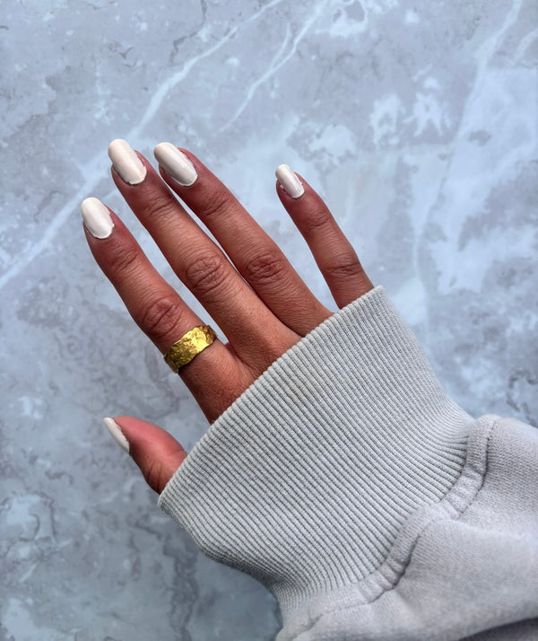 Cave Eroded Medium 23ct Yellow Gold Plated Silver Ring