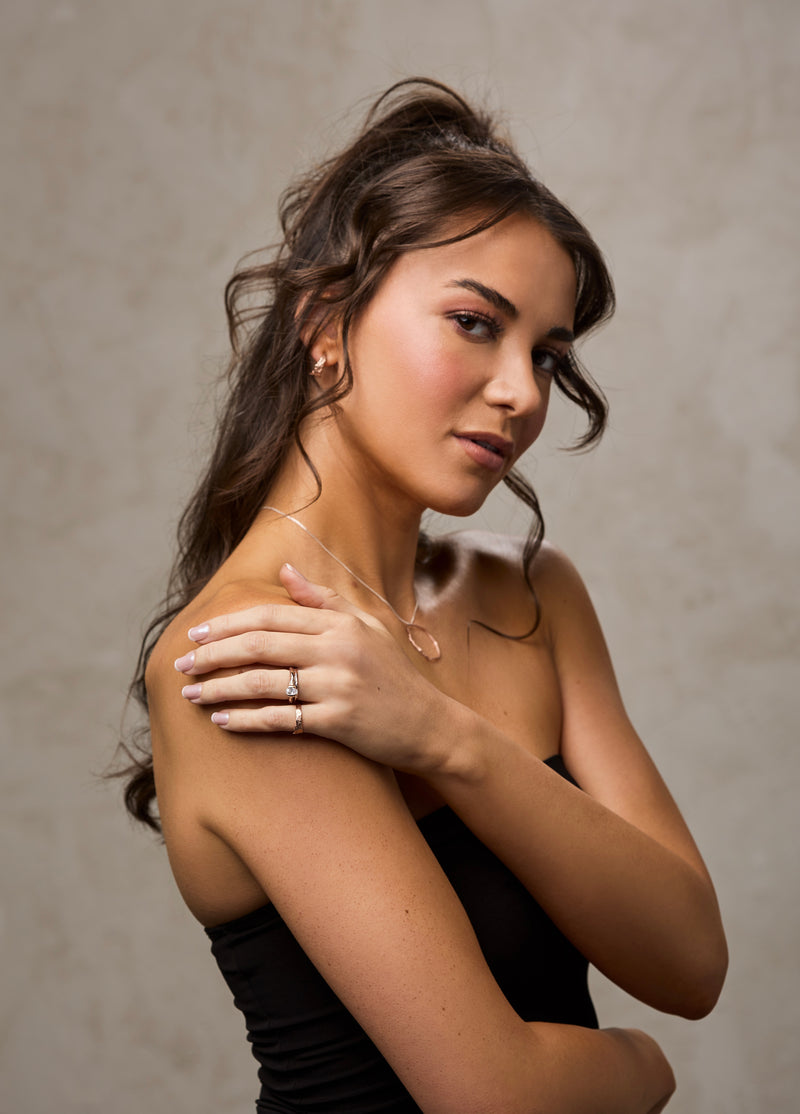 Cave Eroded Small 23ct Rose Gold Plated Silver Ring