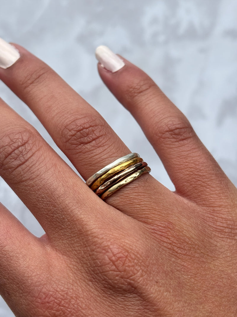 Cave Organic Thin Silver Ring