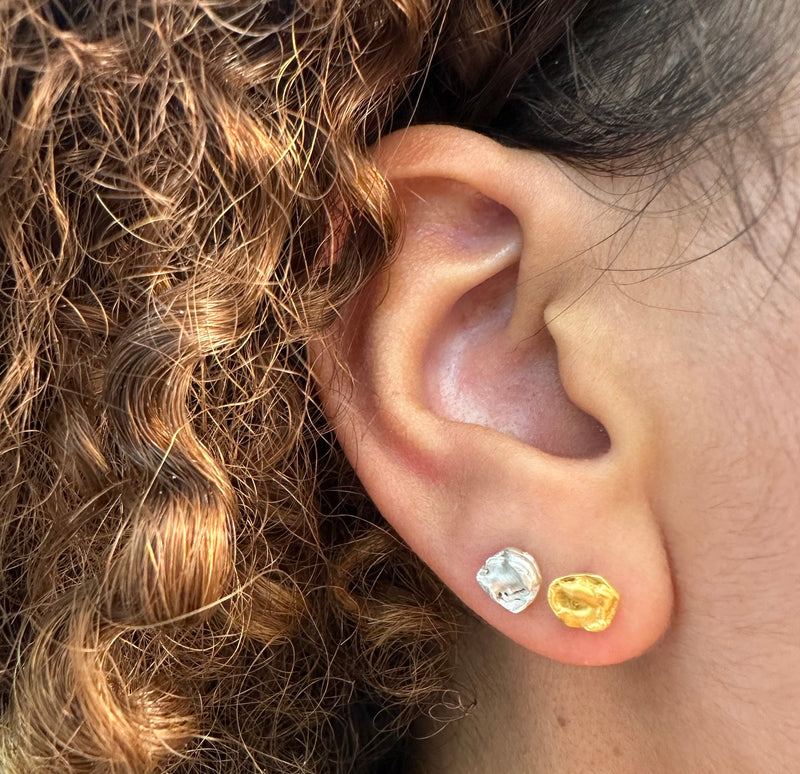 Cave Organic 23ct Yellow Gold Plated Silver Stud Earrings