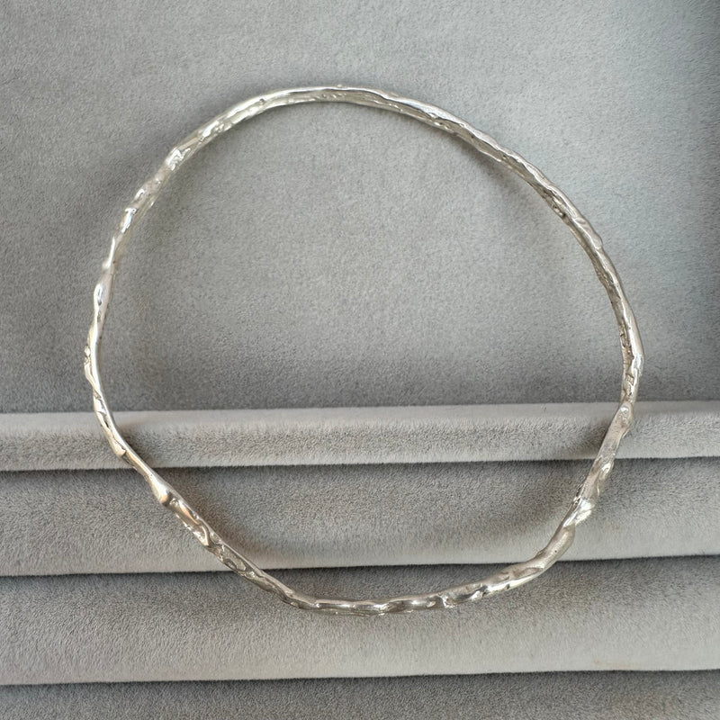 Cave Irregular Silver Bangle