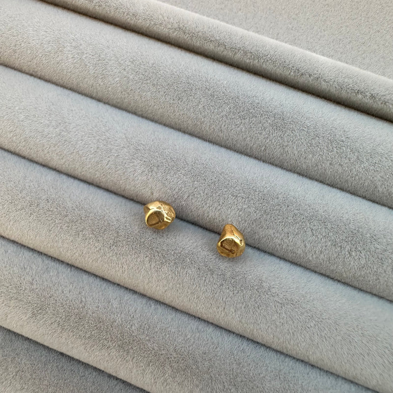 Cave Fragment (3) 23ct Yellow Gold Plated Silver Stud Earrings