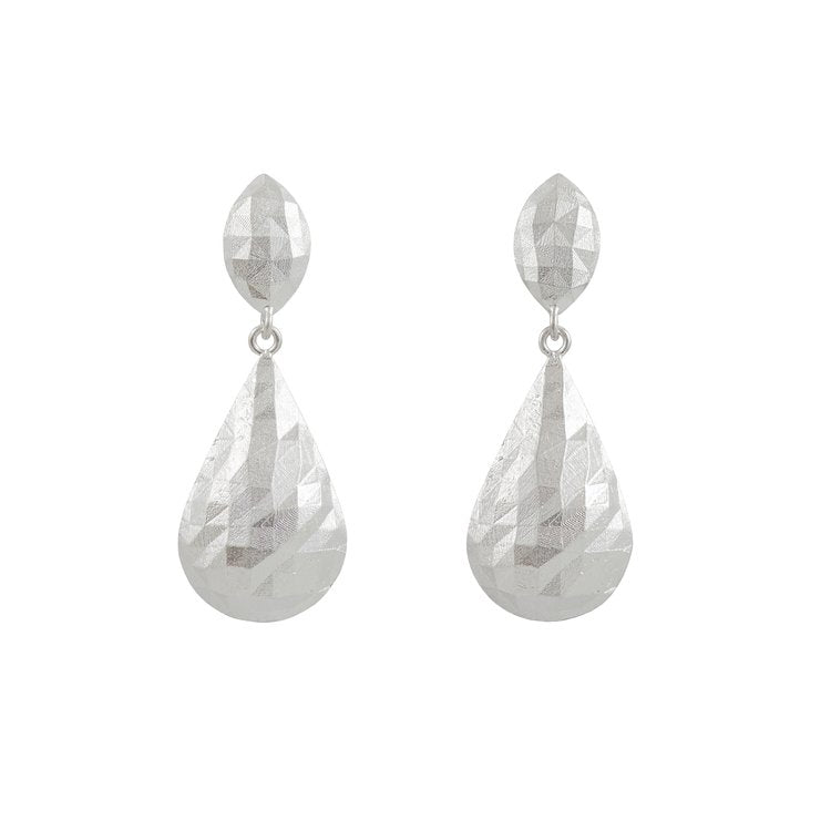 Faceted Teardrop & Marquise Silver Drop Earrings