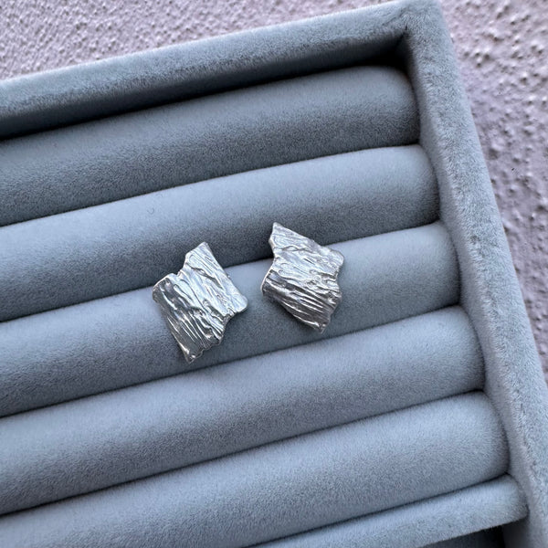 New Cave Volcanic Silver Stud Earrings