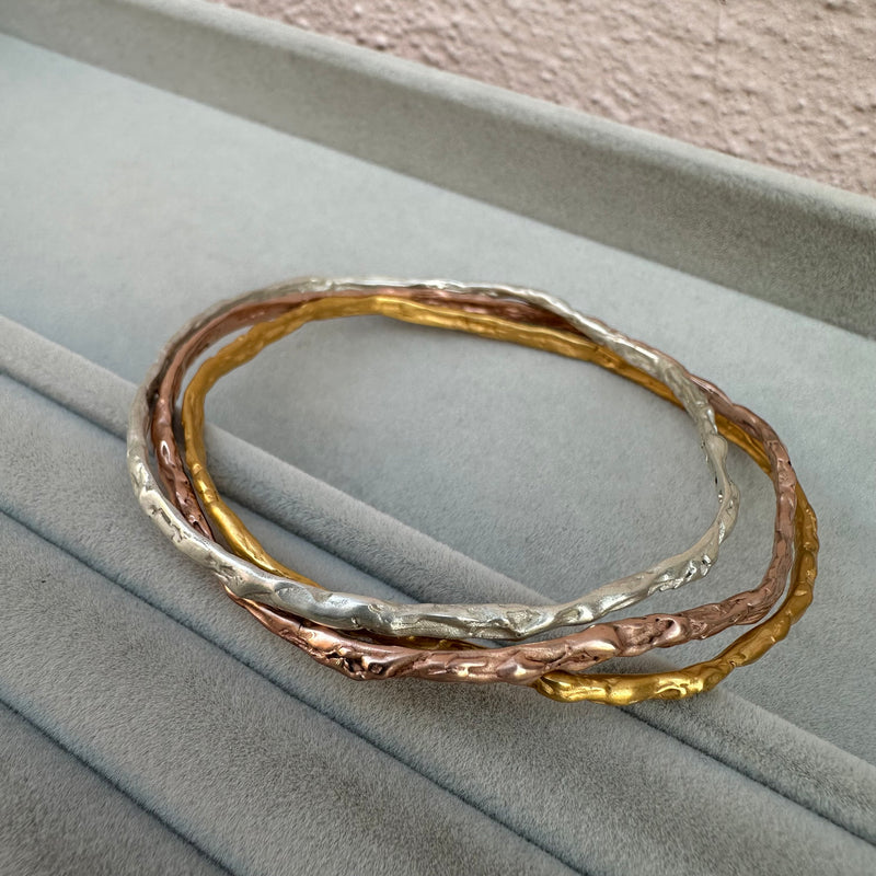Cave Irregular Silver Bangle