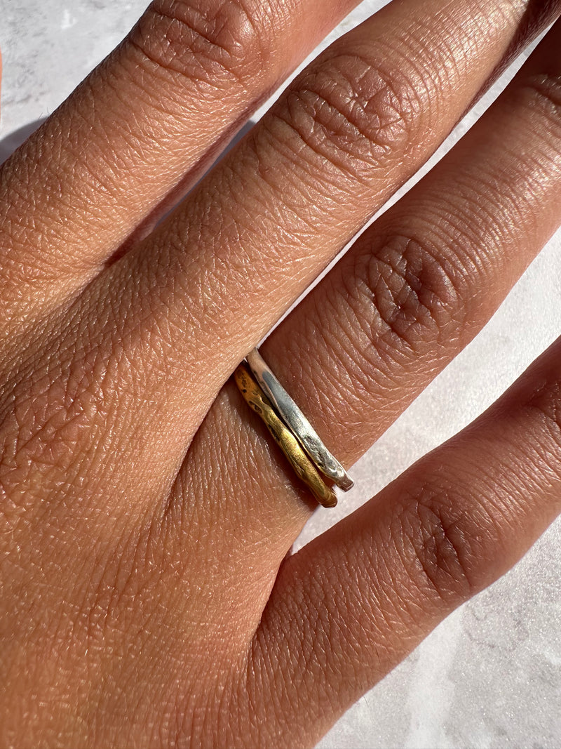 Cave Organic Thin Silver Ring