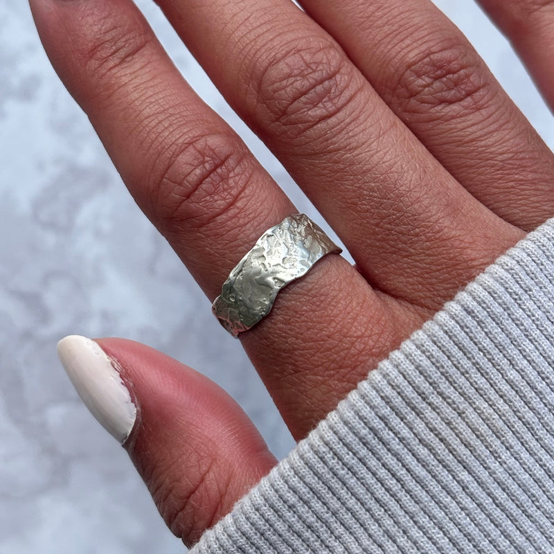 Cave Eroded Medium Silver Ring