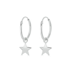 Dainty Star Hoops Silver