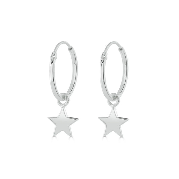 Dainty Star Hoops Silver