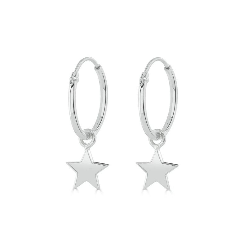 Dainty Star Hoops Silver