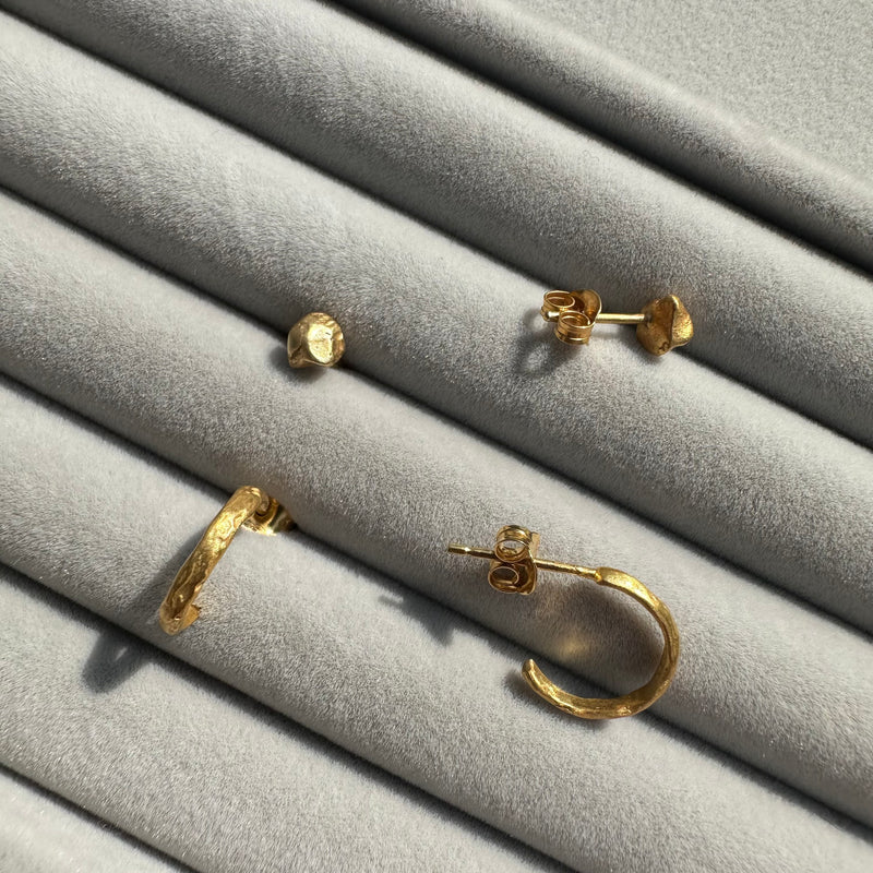 Cave Fragment (3) 23ct Yellow Gold Plated Silver Stud Earrings