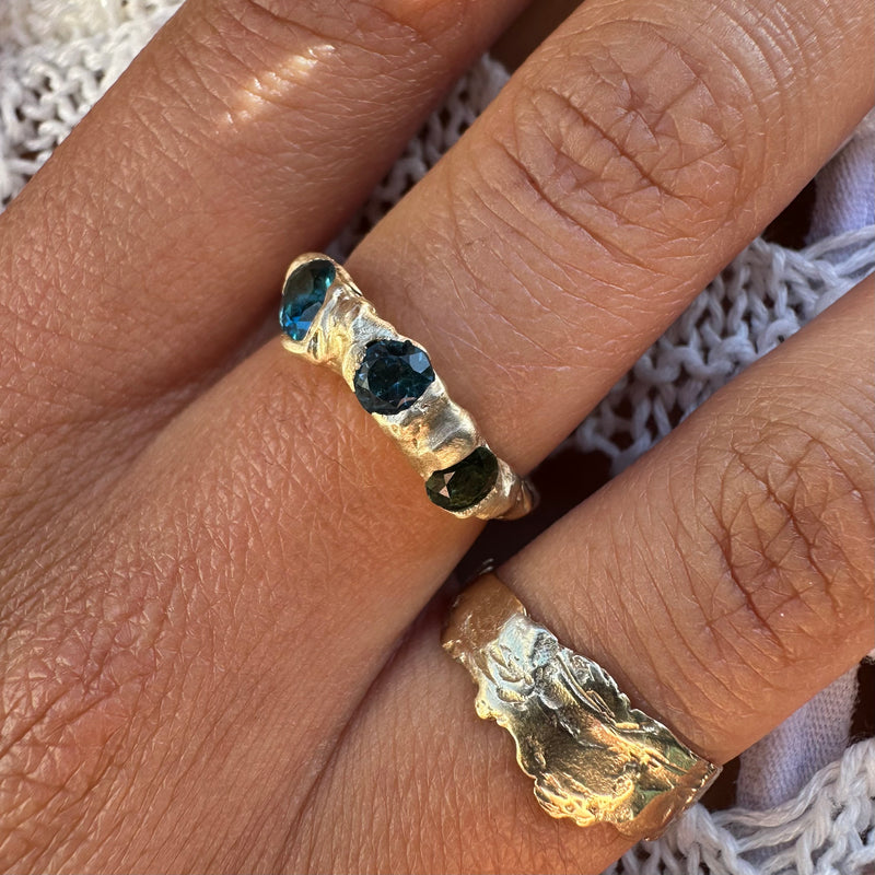 Cave Eroded Small 9ct Yellow Gold Ring