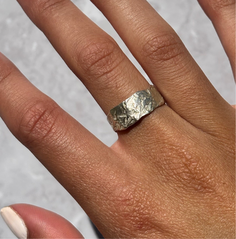Cave Eroded Medium Silver Ring