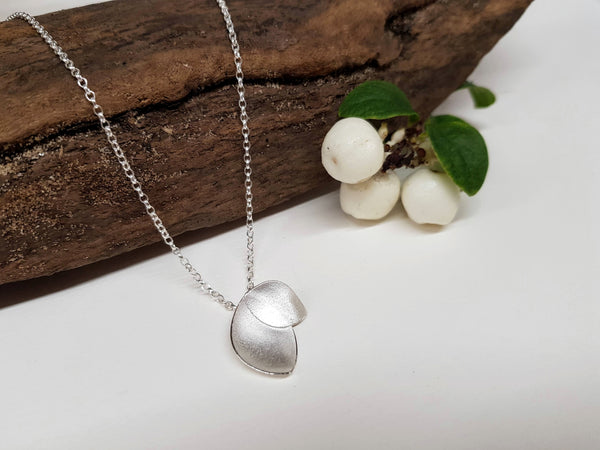 Orchid Petal Pendant Silver Necklace