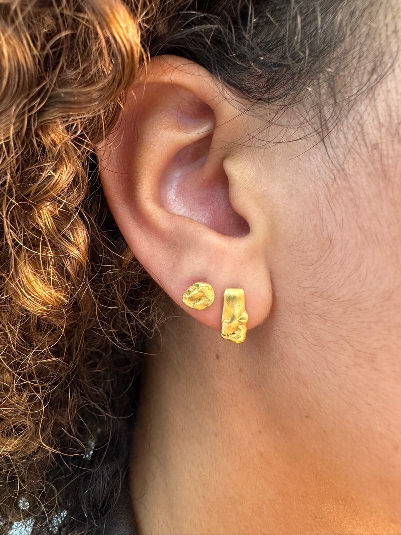 Cave Organic 23ct Yellow Gold Plated Silver Stud Earrings