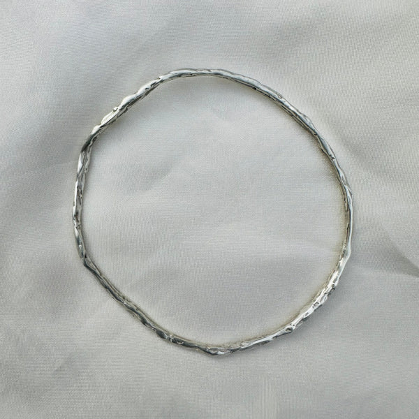 Cave Irregular Silver Bangle