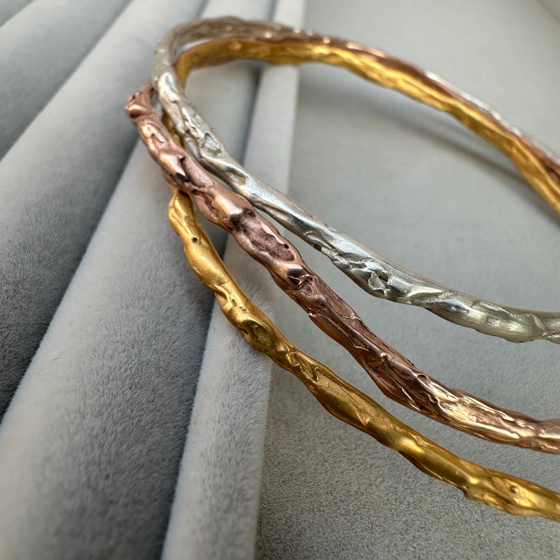Cave Irregular Silver Bangle
