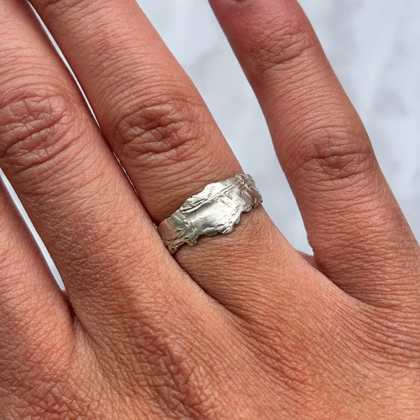 Cave Eroded Small Silver Ring