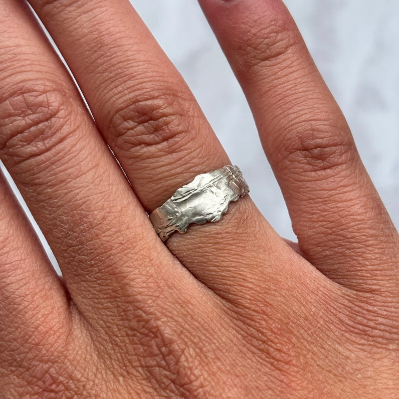 Cave Eroded Small Silver Ring