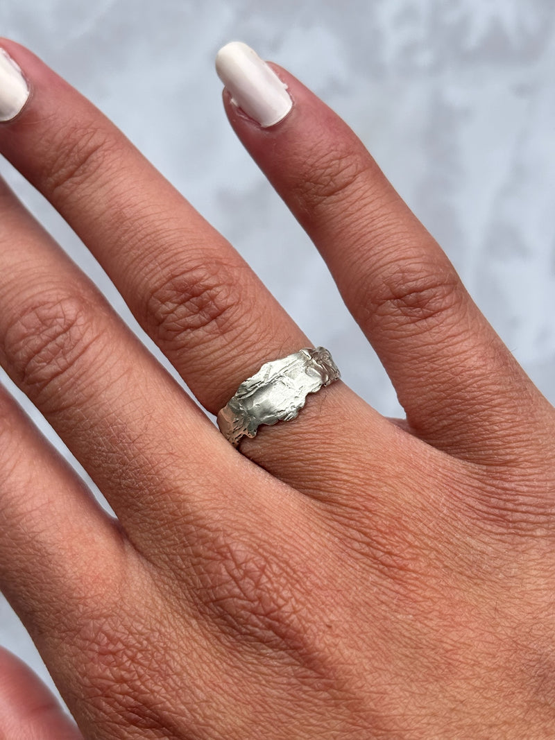 Cave Eroded Small Silver Ring