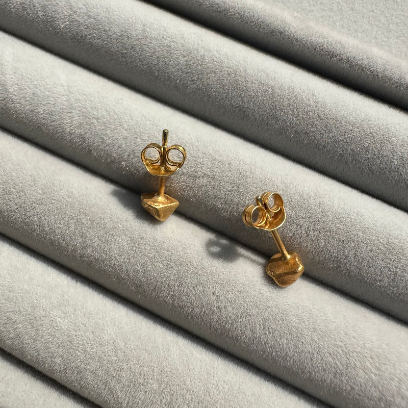 Cave Fragment (3) 23ct Yellow Gold Plated Silver Stud Earrings