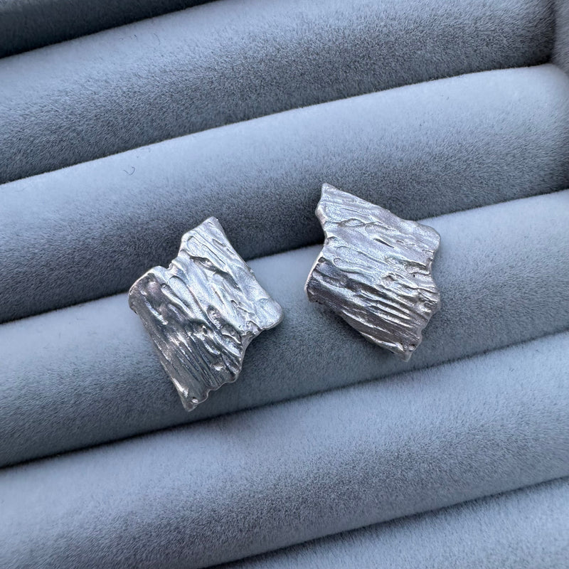 New Cave Volcanic Silver Stud Earrings