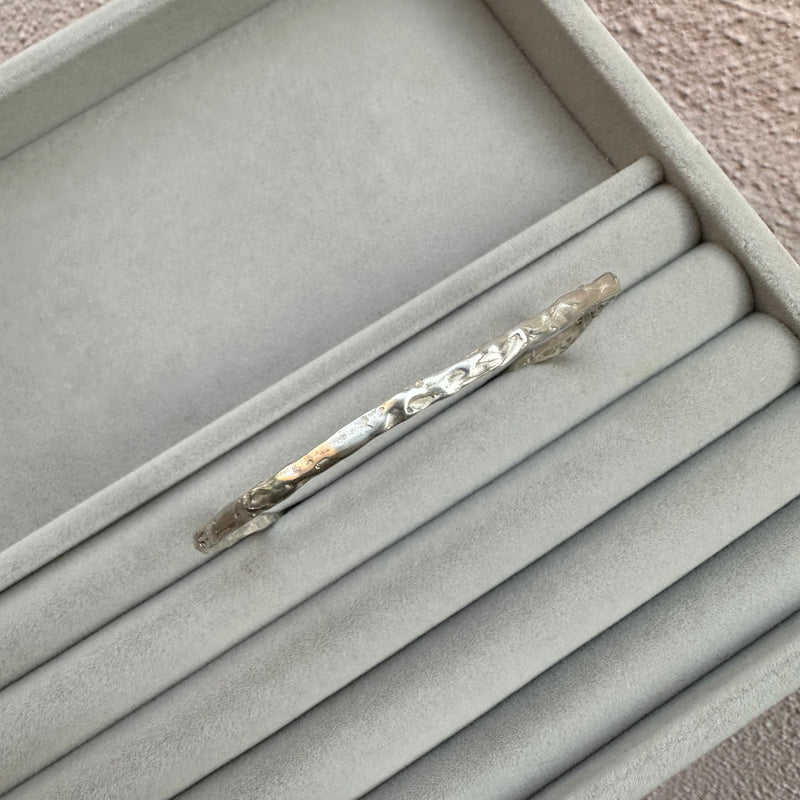 Cave Irregular Silver Bangle