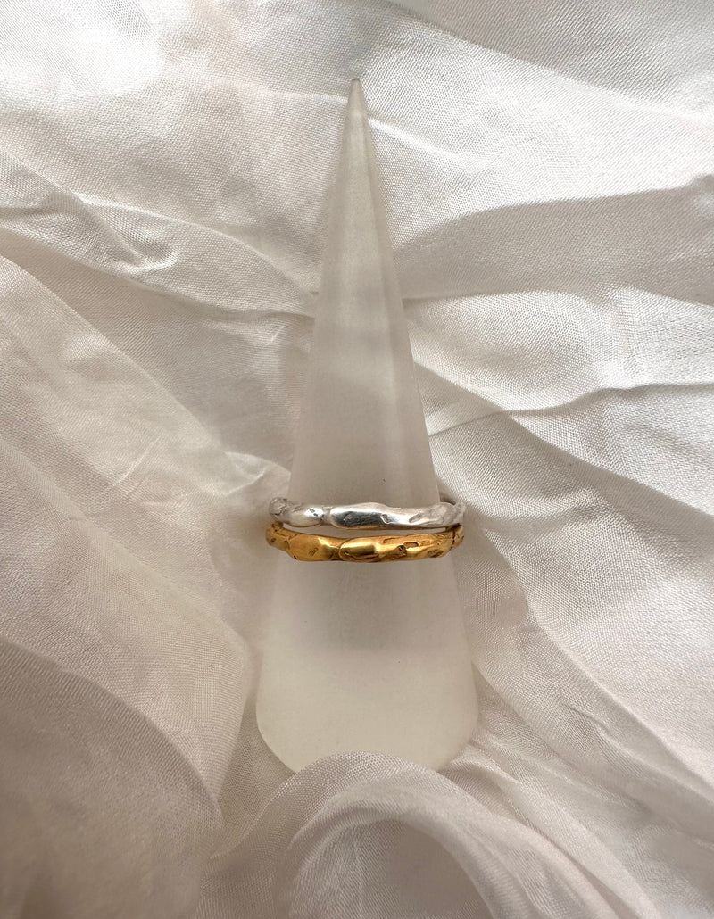 Cave Irregular 23ct Yellow Gold Plated Silver Ring/Pendant