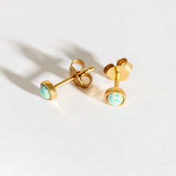 MOON YELLOW OPAL GOLD VERMEIL STUD EARRINGS