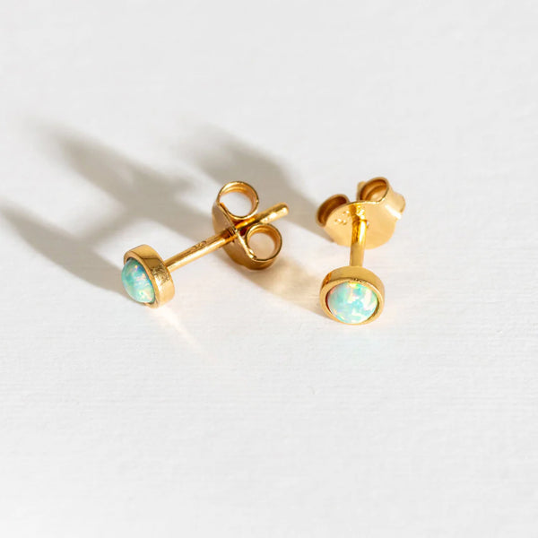 MOON YELLOW OPAL GOLD VERMEIL STUD EARRINGS