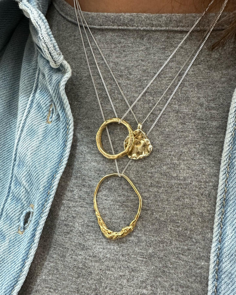 Cave Eroded 23ct yellow gold plated silver pendant
