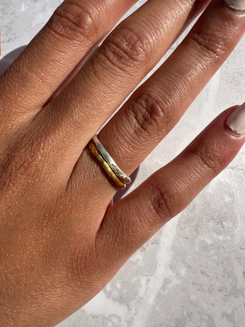 Cave Organic Thin Silver Ring