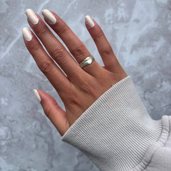 Cave Eroded Small Silver Ring