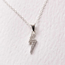 SPARKLY SILVER LIGHTNING BOLT NECKLACE