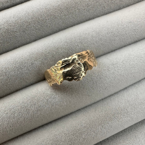 Cave Eroded Small 9ct Yellow Gold Ring