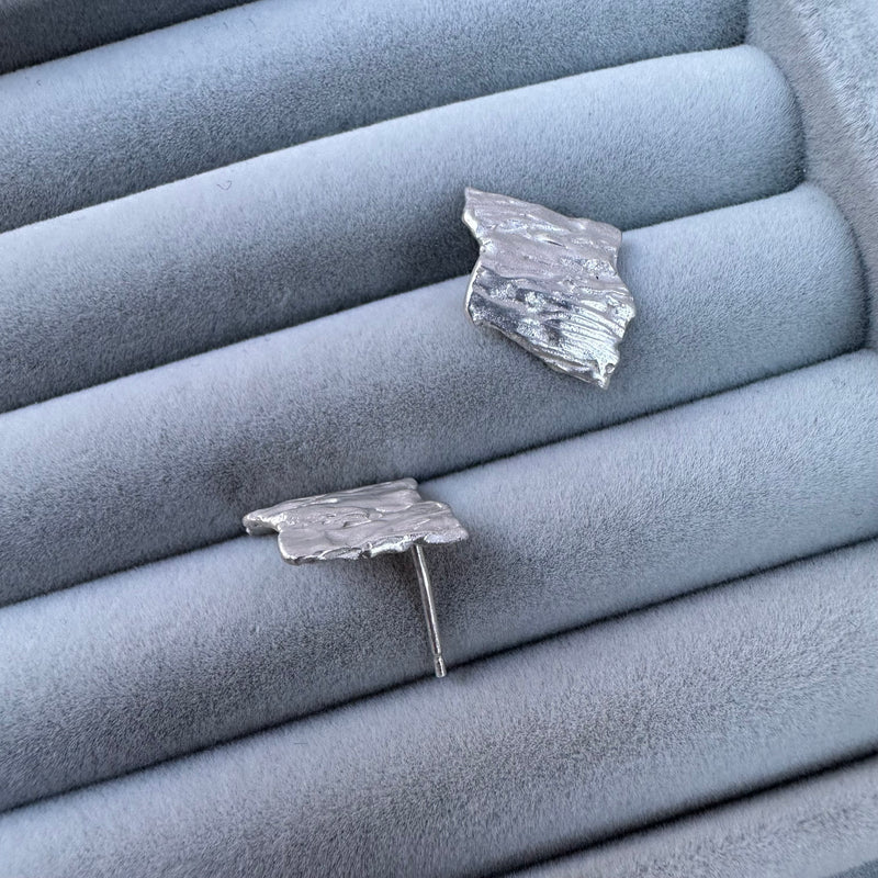 New Cave Volcanic Silver Stud Earrings